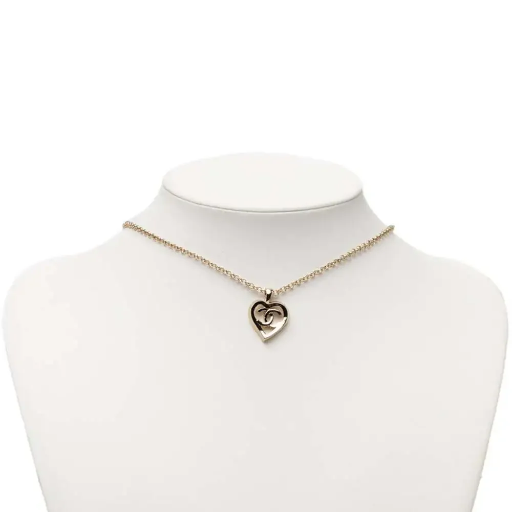 Chanel Cc Logo Chain Heart Pendant #266452C10B